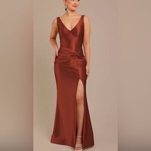 Elegant Cinnamon color Evening Gown